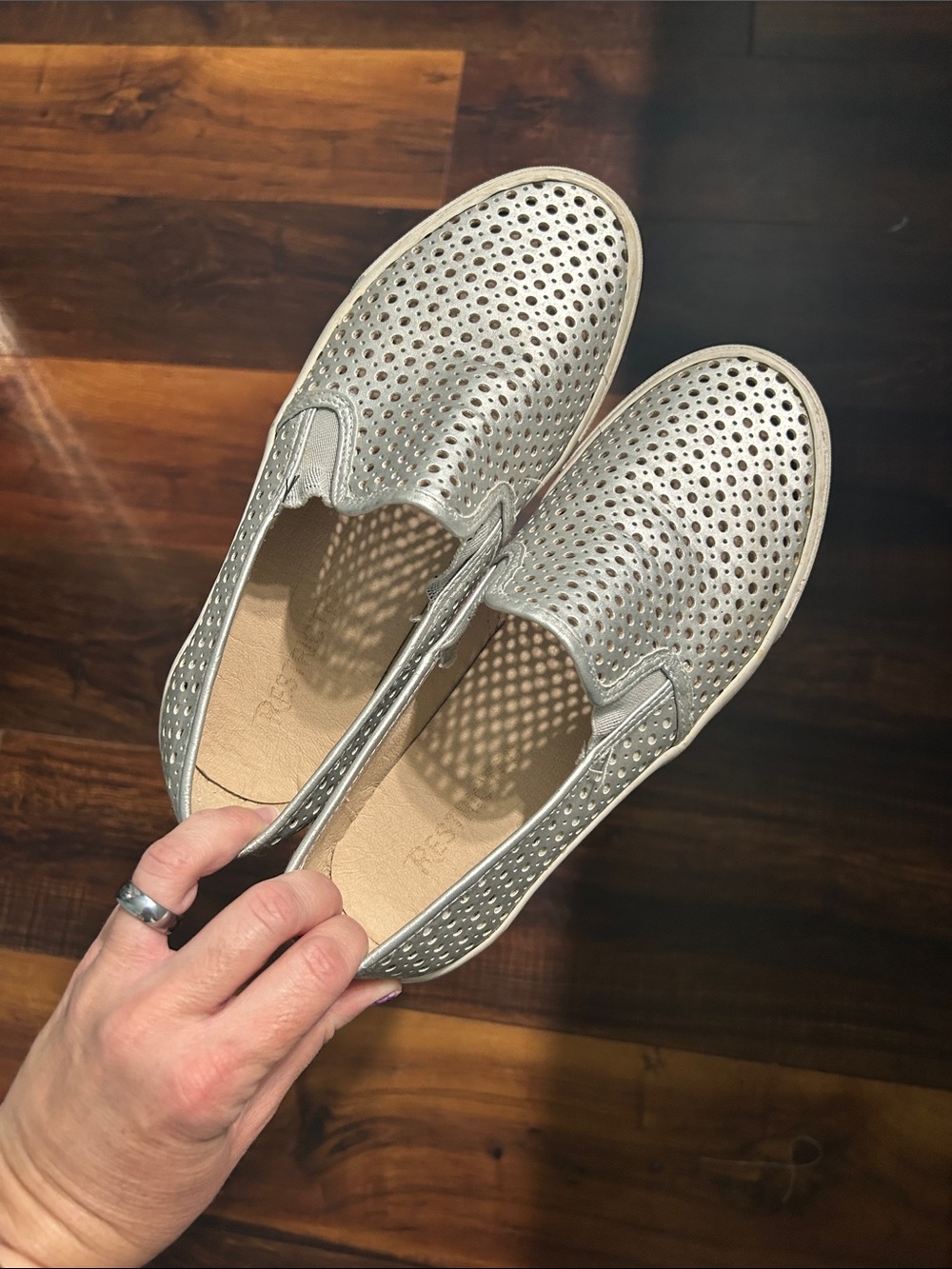 Restricted Men's Perforated Metallic Silver Slip-On Loafers